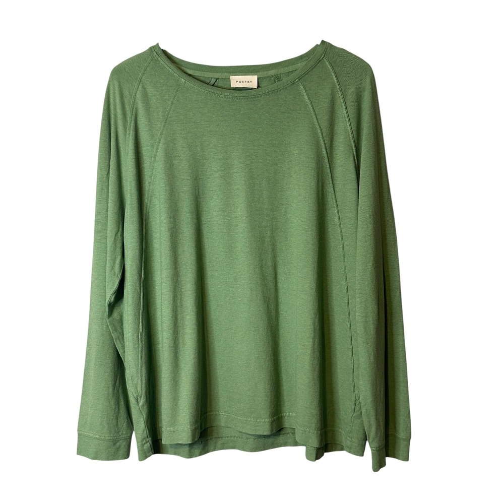 Poetry Green Hemp Organic Cotton Raglan Long Sleeve Top US 12 RP88.16.D NWT